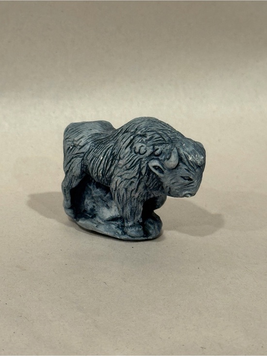 Mt. St. Helens Sculptures Other - Blue Volcanic Ash Buffalo Bison Handcrafted Figurine From Mount St. Helens USA